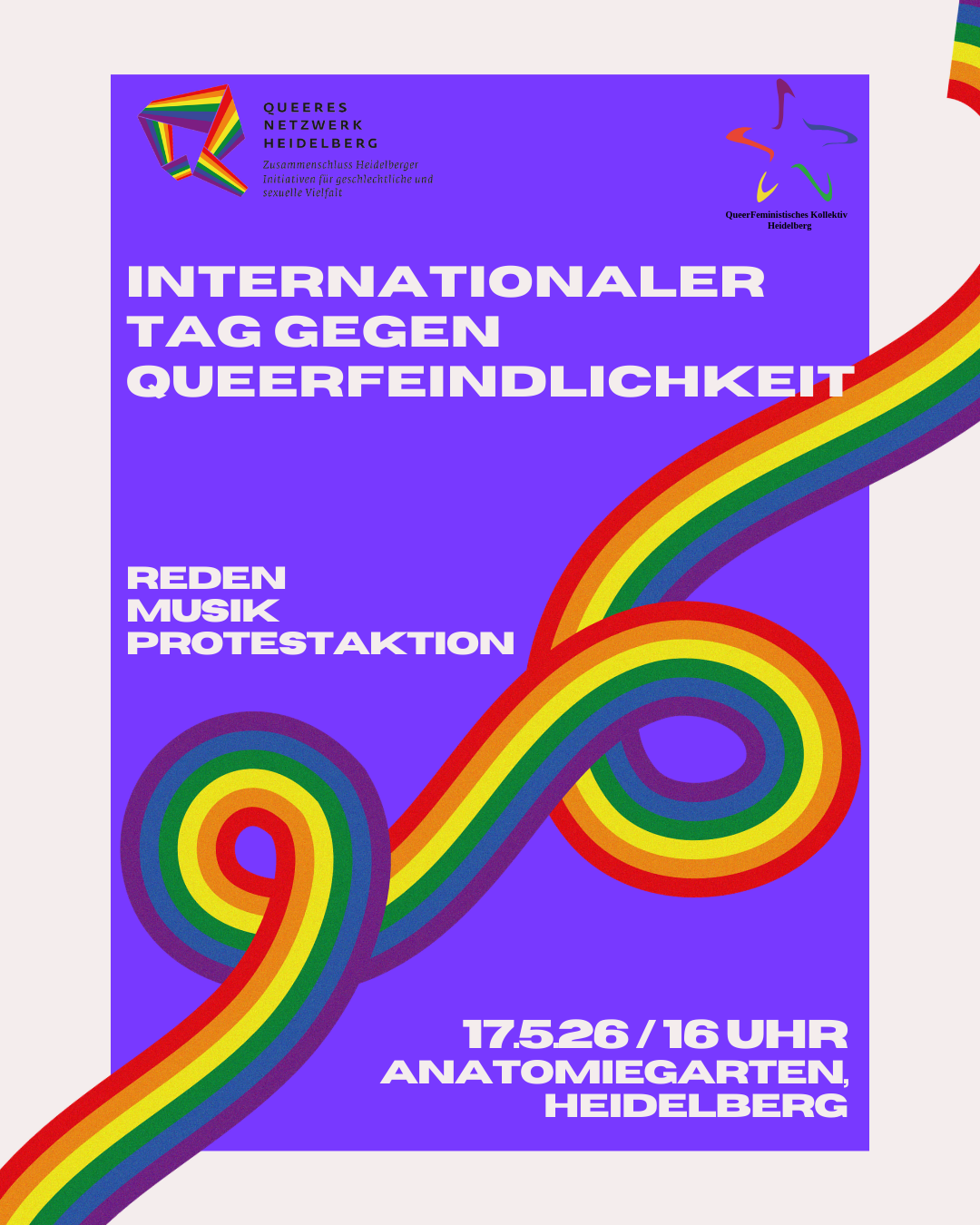 Internationaler Tag gegen Queerfeindlichkeit / 17.5.26 / 16 Uhr / Anatomiegarten